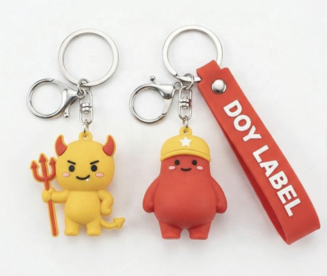 Good price Gifts Key Chains Custom 3D Cartoon Logo Design Soft PVC Rubber Keychains with Wrist Strap online